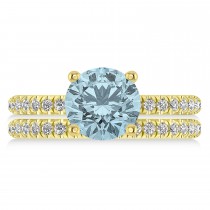 Aquamarine & Diamond Round-Set Semi-Eternity Bridal Set 18k Yellow Gold (2.82ct)