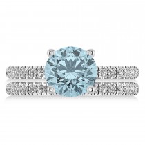 Aquamarine & Diamond Round-Set Semi-Eternity Bridal Set Platinum (2.82ct)