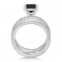 Black & White Diamond Round-Set Semi-Eternity Bridal Set 14k White Gold (2.62ct)