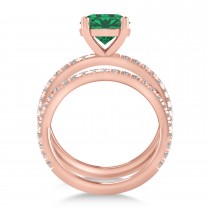 Emerald & Diamond Round-Set Semi-Eternity Bridal Set 18k Rose Gold (2.92ct)