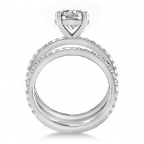 Moissanite & Diamond Round-Set Semi-Eternity Bridal Set Platinum (2.22ct)