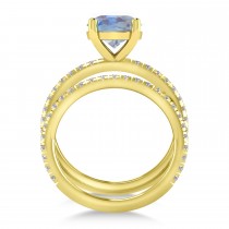 Moonstone & Diamond Round-Set Semi-Eternity Bridal Set 14k Yellow Gold (3.12ct)