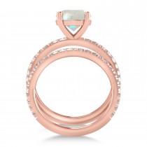 Opal & Diamond Round-Set Semi-Eternity Bridal Set 14k Rose Gold (1.92ct)