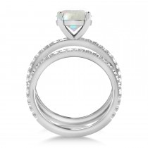 Opal & Diamond Round-Set Semi-Eternity Bridal Set 18k White Gold (1.92ct)