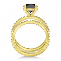 Onyx & Diamond Round-Set Semi-Eternity Bridal Set 14k Yellow Gold (3.12ct)