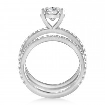 Diamond Oval-Set Semi-Eternity Bridal Set 14k White Gold (3.77ct)