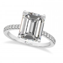 Diamond Emerald-Set Engagement Ring 14k White Gold (3.36ct)