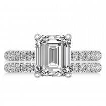 Diamond Emerald-Set Semi-Eternity Bridal Set Platinum (3.77ct)