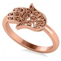 Hand of God Hamsa Swirl Design Spiritual Fashion Ring 14k Rose Gold