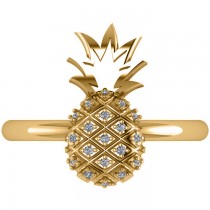 Diamond Accented Pineapple Fashion Ring 14k Yellow Gold (0.10ct)