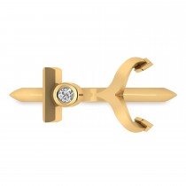 Elegant Nautical Anchor Center Ring Solitaire Diamond 14k Yellow Gold