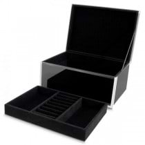 Women's Large Jewelry Box in Glass & Velvet w/ Removable Tray 5 Colors