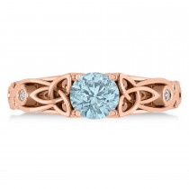 Diamond & Aquamarine Celtic Engagement Ring 14k Rose Gold (1.06ct)