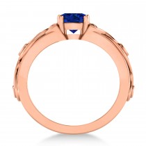 Diamond & Blue Sapphire Celtic Engagement Ring 14k Rose Gold (1.06ct)