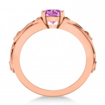 Diamond & Pink Sapphire Celtic Engagement Ring 14k Rose Gold (1.06ct)