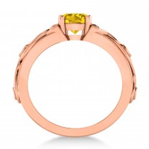Diamond & Yellow Sapphire Celtic Engagement Ring 14k Rose Gold (1.06ct)