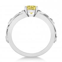 White & Yellow Diamond Celtic Engagement Ring 14k White Gold (1.06ct)