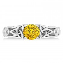 Diamond & Yellow Sapphire Celtic Engagement Ring 14k White Gold (1.06ct)