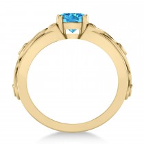 Diamond & Blue Topaz Celtic Engagement Ring 14k Yellow Gold (1.06ct)