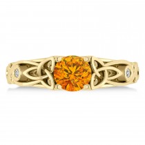 Diamond & Citrine Celtic Engagement Ring 14k Yellow Gold (1.06ct)