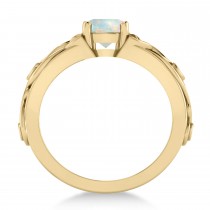 Diamond & Opal Celtic Engagement Ring 14k Yellow Gold (1.06ct)