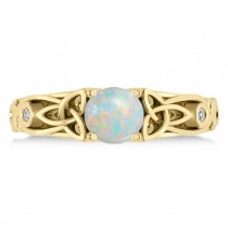 Diamond & Opal Celtic Engagement Ring 14k Yellow Gold (1.06ct)