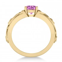 Diamond & Pink Sapphire Celtic Engagement Ring 14k Yellow Gold (1.06ct)