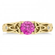 Diamond & Pink Topaz Celtic Engagement Ring 14k Yellow Gold (1.06ct)