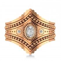Ladies Oval Diamond Antique Style Cigar Ring 14k Rose Gold (0.27 ctw)