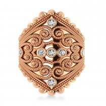 Ladies Diamond Antique Style Cigar Ring 14k Rose Gold (0.21 ctw)