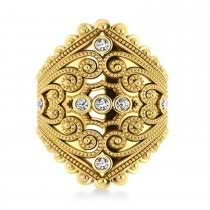 Ladies Diamond Antique Style Cigar Ring 14k Yellow Gold (0.21 ctw)