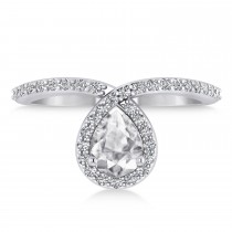 Pear White Diamond Nouveau Ring 14k White Gold (1.11 ctw)