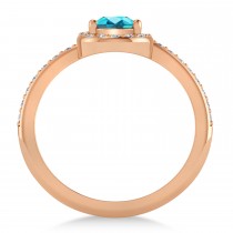 Pear Blue & White Diamond Nouveau Ring 14k Rose Gold (1.11 ctw)