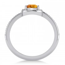 Pear Citrine & Diamond Nouveau Ring 14k White Gold (1.01 ctw)
