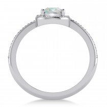 Pear Opal & Diamond Nouveau Ring 14k White Gold (0.71 ctw)