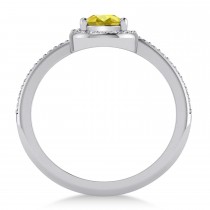 Pear Peridot & Diamond Nouveau Ring 14k White Gold (1.06 ctw)