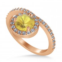 Round Yellow & White Diamond Nouveau Ring 14k Rose Gold (1.16 ctw)