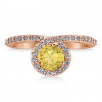 Round Yellow & White Diamond Nouveau Ring 14k Rose Gold (1.16 ctw)