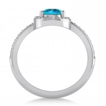 Round Blue & White Diamond Nouveau Ring 18K White Gold (1.11 ctw)
