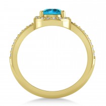 Round Blue & White Diamond Nouveau Ring 18K Yellow Gold (1.11 ctw)