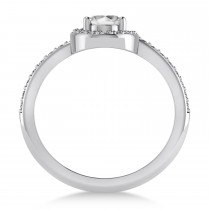 Oval White Diamond Nouveau Ring 14k White Gold (1.11 ctw)