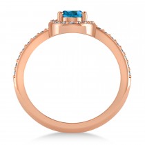 Oval Blue & White Diamond Nouveau Ring 14k Rose Gold (1.11 ctw)