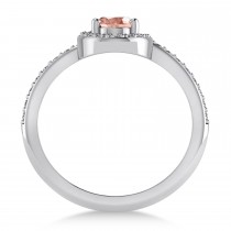 Oval Morganite & Diamond Nouveau Ring 14k White Gold (1.06 ctw)