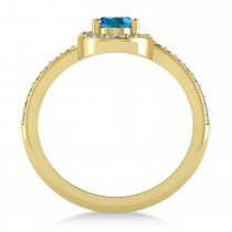 Oval Blue & White Diamond Nouveau Ring 18k Yellow Gold (1.11 ctw)