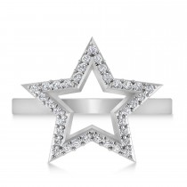 Galaxy Star Diamond Accented Ladies Ring 14k White Gold (0.35ct)