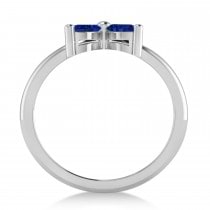 Blue Sapphire Flower Marquise Ring 14k White Gold (0.80 ctw)