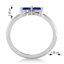 Blue Sapphire Flower Marquise Ring 14k White Gold (0.80 ctw)