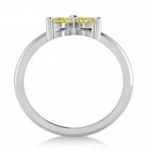 Yellow Diamond Flower Marquise Ring 14k White Gold (0.60 ctw)
