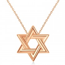 Jewish Star of David Interconnecting Petite Necklace 14K Rose Gold