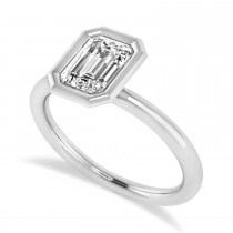 Emerald-Cut Bezel-Set Diamond Solitaire Ring 14k White Gold (1.00 ctw)